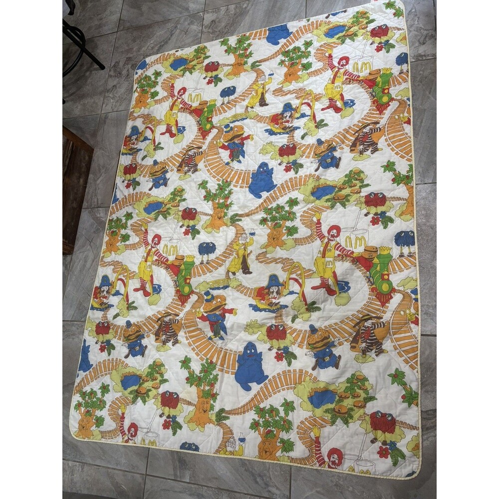 Vintage McDonalds Twin Quilt Blank back Hamburglar Ronald McDonald
